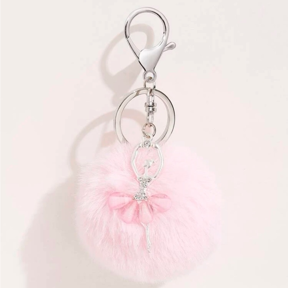 Lovely Ballerina PomPom Charm Keychain - Picture 1 of 3